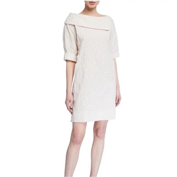 Finley Skipper Black Folded Neck Shift Dress medium - Picture 2 of 9